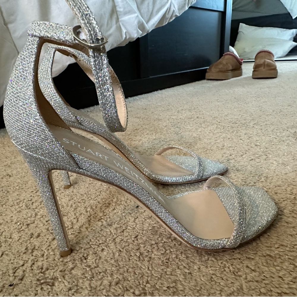 Silver Glitter Heels Size 8.5 NWOB